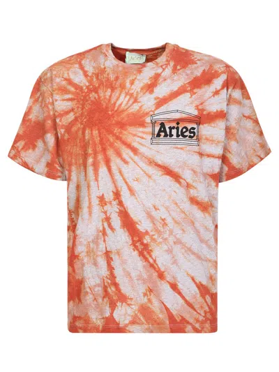 Aries Man T-shirt Light Grey Size M Cotton In Orange