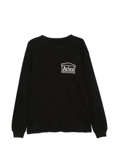Aries Temple Waffle-knit T-shirt In Black