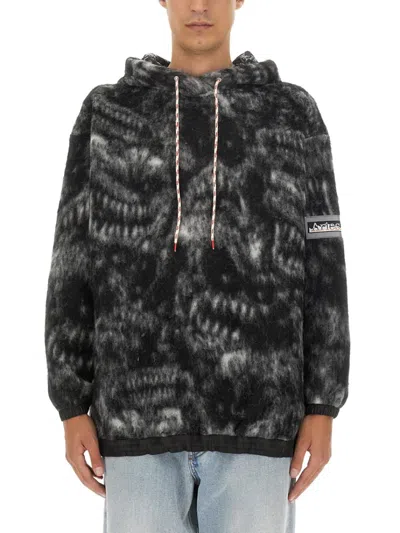 Aries Textured Grey Oversized Sweatshirt In Black