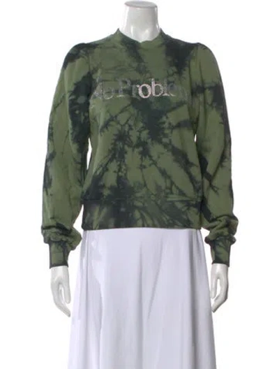Pre-owned Aries Tie-dye Print Crew Neck Sweatshirt W/ Tags In Green