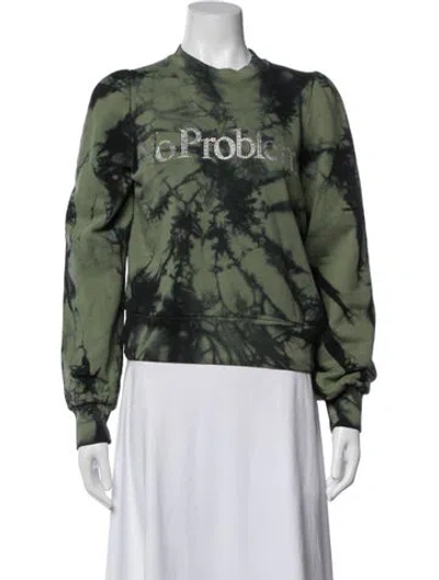 Pre-owned Aries Tie-dye Print Mock Neck Sweatshirt W/ Tags In Green
