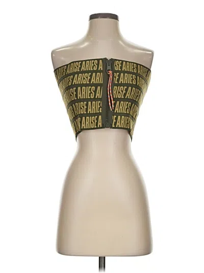Pre-owned Aries Tube Top Green Strapless Neckline Tops