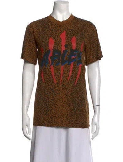 Pre-owned Aries Vintage Animal Print T-shirt In Brown