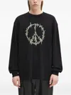 Aries Peace Press Gothic Waffle Long Sleeve Tee In Black