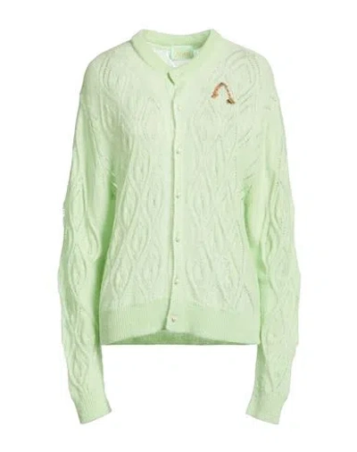 Aries Woman Cardigan Light Green Size L Acrylic, Mohair Wool, Nylon