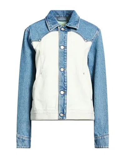 Aries Woman Denim Outerwear Blue Size L Cotton In Multi