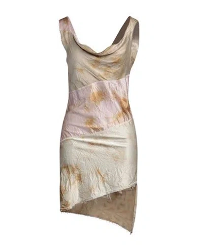 Aries Woman Mini Dress Beige Size 4 Silk