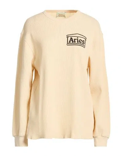 Aries Woman Sweatshirt Beige Size L Cotton In Yellow