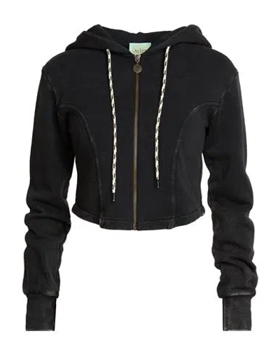 Aries Woman Sweatshirt Black Size 2 Cotton