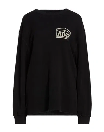 Aries Woman Sweatshirt Black Size S Cotton