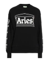 Aries Cotton Ribbed Crew-neck Sweatshirt In Black