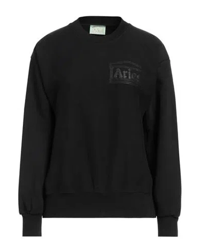 Aries Woman Sweatshirt Black Size L Cotton