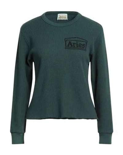 Aries Woman Sweatshirt Dark Green Size Xs Cotton