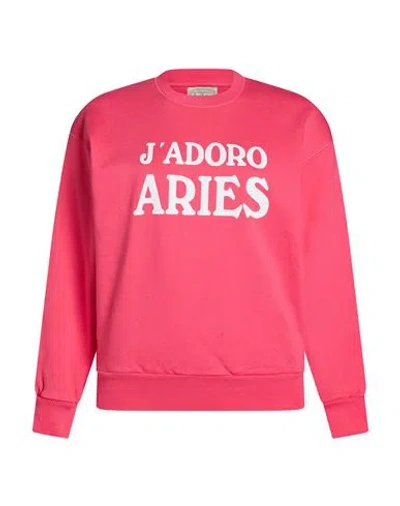 Aries Woman Sweatshirt Magenta Size M Cotton In Pink