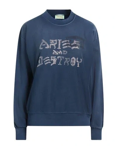 Aries Woman Sweatshirt Midnight Blue Size S Cotton