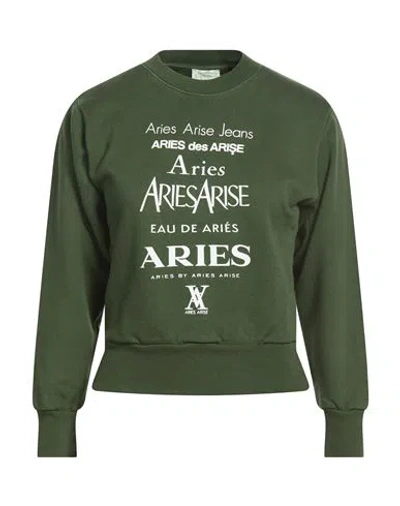 Aries Woman Sweatshirt Military Green Size Xxs Cotton
