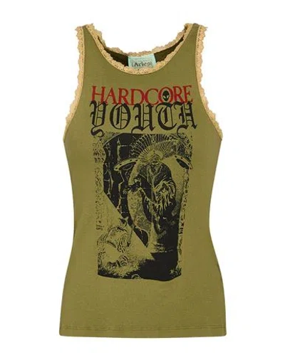Aries Woman Tank Top Military Green Size 4 Cotton