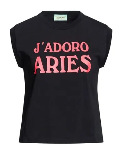 Aries Woman T-shirt Black Size 3 Cotton