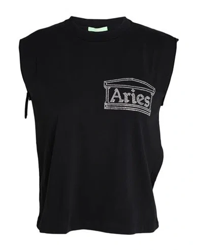 Aries Woman T-shirt Black Size 3 Cotton