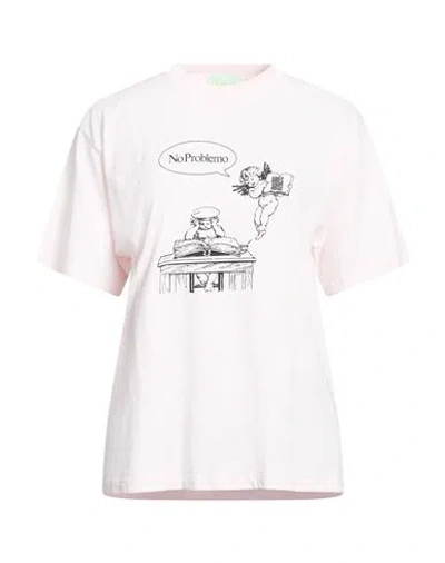 Aries Woman T-shirt Light Pink Size L Cotton