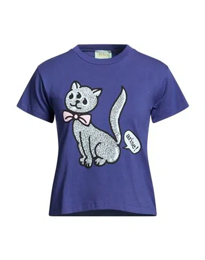 Aries Woman T-shirt Navy Size 2 Cotton In Blue