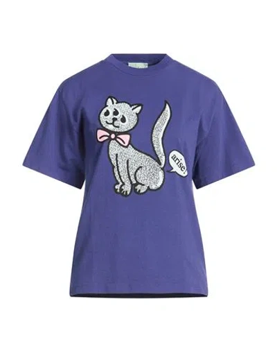 Aries Woman T-shirt Purple Size L Cotton In Blue