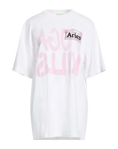 Aries Woman T-shirt White Size L Cotton