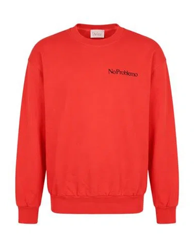 Aries X No Problemo Man Sweatshirt Red Size L Cotton In Multi