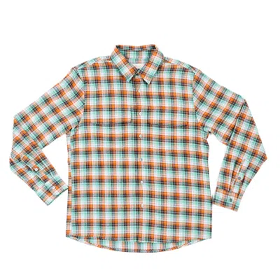 Ariko Men's Green Orange Summer Softy Plaid Shirt