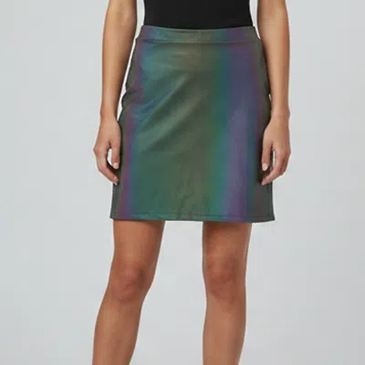 Pre-owned Arion Designs By Nika Iridescent Synthetic Slit Mini Skirt L In Multi