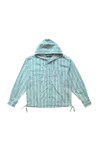 Aris Tatalovich Ball Button Hooded Stripe Shirt Green