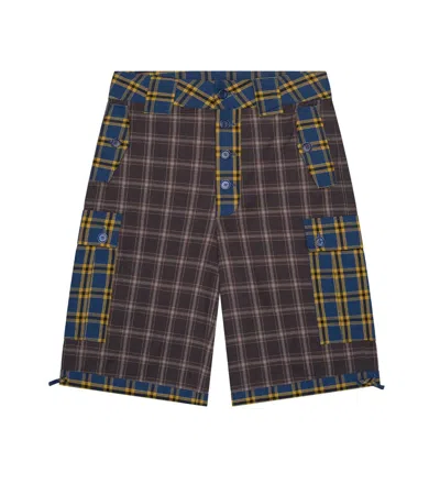 Pre-owned Aris Tatalovich Plaid Cargo Shorts In Brown
