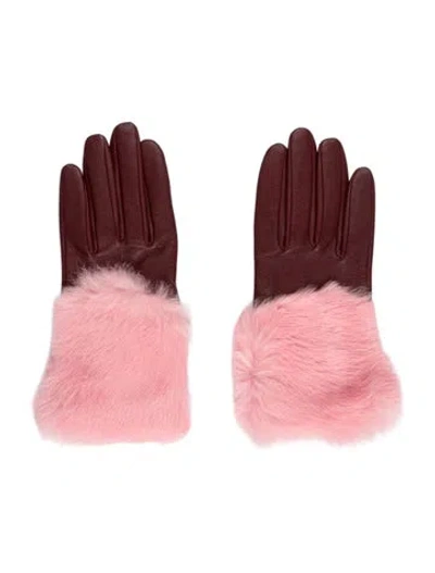 Pre-owned Aristide Leather Gloves In Burgundy