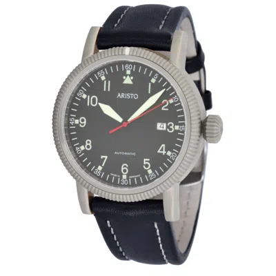 Pre-owned Aristo Automatic Men's Pilot Watch 3h83 Swiss Movement Black Leather Strap 5atm