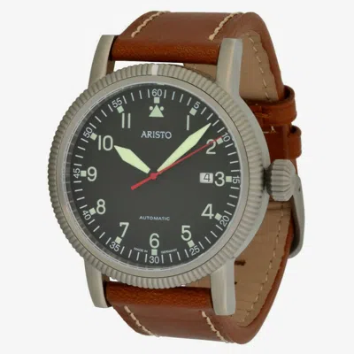 Pre-owned Aristo Automatic Men's Pilot Watch 3h83 Swiss Movement Brown Leather Strap 5atm