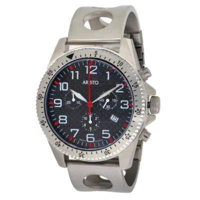 Pre-owned Aristo Carbon Quartz Trophy-chronograph Model 7h93r Carbon/stainless Steel Ronda