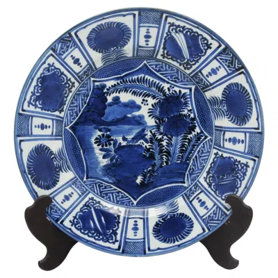 Pre-owned Arita Antique 17th Century Japanese  Blue And White Kraak Dish, 48 Cm