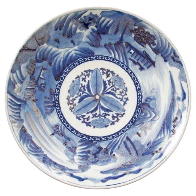 Pre-owned Arita Massive  Blue & White Charger - Hand Painted/gilded - Japan - 20th Century