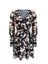 Ariti Kaziris Women's Floral V-neck Belted Dress In Black In Black