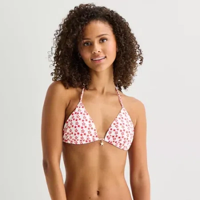 Arizona Adjustable Straps Star Juniors Triangle Bikini Swimsuit Top In White