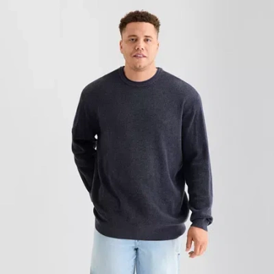Arizona Big And Tall Mens Crew Neck Long Sleeve Pullover Sweater In Blue