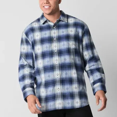 Arizona Big And Tall Mens Regular Fit Long Sleeve Flannel Shirt In Blue