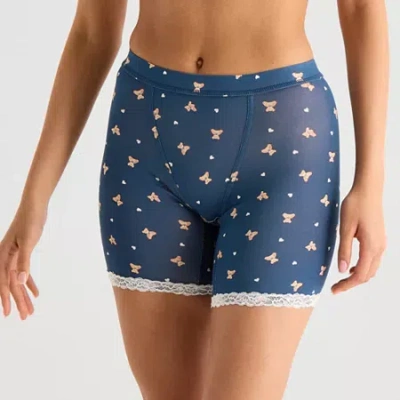 Arizona Body Cotton Boxer Briefs With Lace Trim In Blue