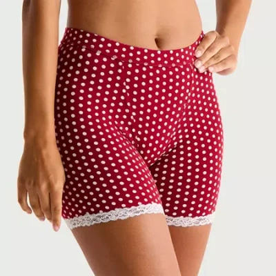 Arizona Body Cotton Boxer Briefs With Lace Trim In Red
