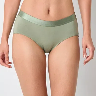 Arizona Body Cotton Elastic Waist Boyshort Panty In Green