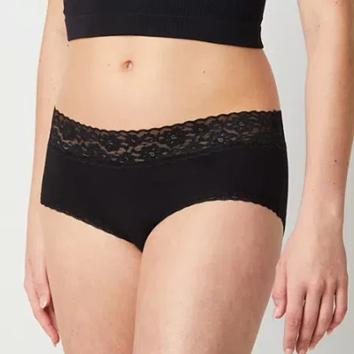Arizona Body Cotton With Lace Boyshort Panty In Black