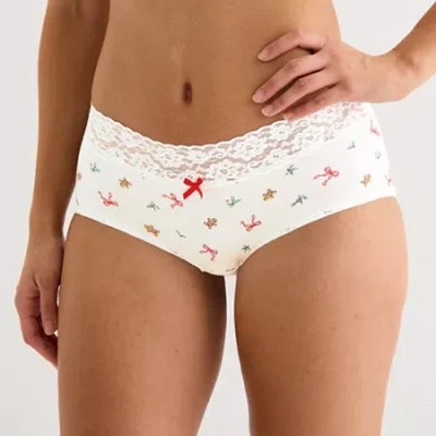 Arizona Body Cotton With Lace Boyshort Panty In White