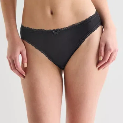 Arizona Body Cotton With Lace High Leg Bikini In Black