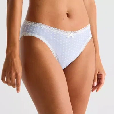 Arizona Body Cotton With Lace High Leg Bikini In Blue