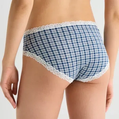 Arizona Body Cotton With Lace Hipster In Blue